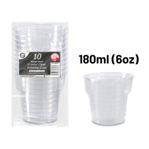 10pc Reusable 180ml (6Oz) Crystal Clear Drinking Cups