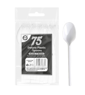 75pc Reusable Deluxe Plastic Spoons 75pc Reusable Deluxe Plastic Spoons