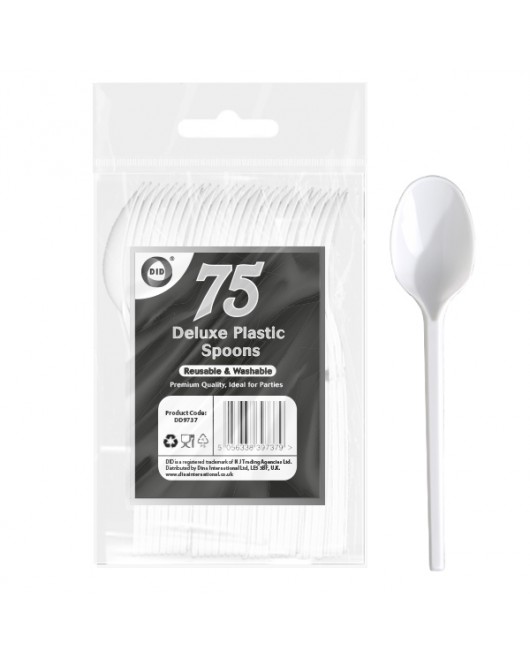 75pc Reusable Deluxe Plastic Spoons