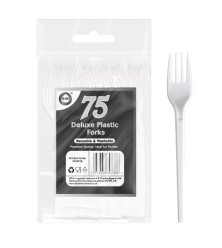75pc Reusable Deluxe Plastic Forks