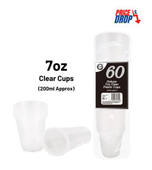 60pc Deluxe 7oz Clear Plastic Cups