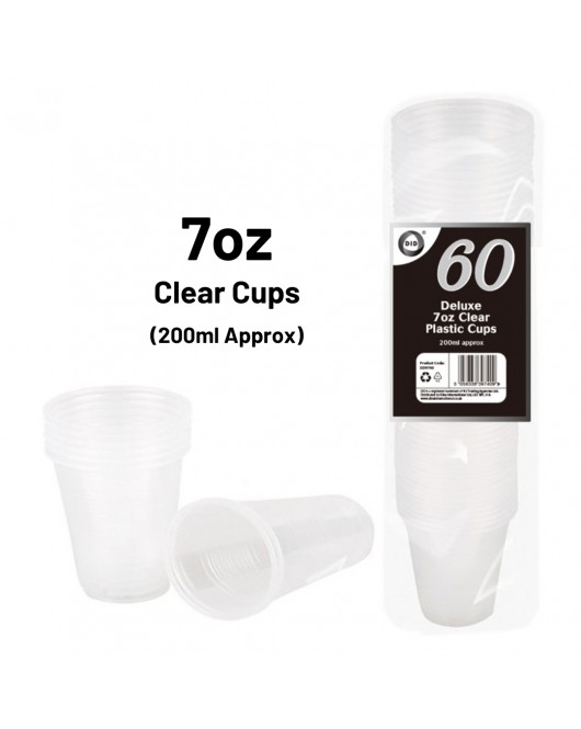 60pc Deluxe 7oz Clear Plastic Cups