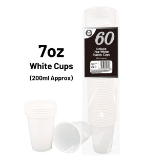 60pc Deluxe 7oz White Plastic Cups 60pc Deluxe 7oz White Plastic Cups
