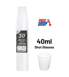 30pc Reusable 40ml Large Plastic Shot Glasses