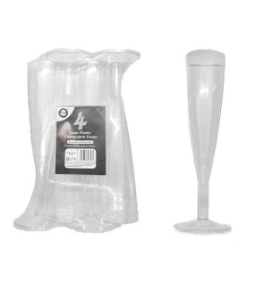 4pc Reusable Clear Plastic Champagne Flutes 4pc Reusable Clear Plastic Champagne Flutes