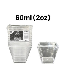 10pc Reusable 60ml (2Oz) Square Plastic Dessert Cups