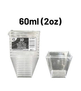 10pc Reusable 60ml (2Oz) Square Plastic Dessert Cups 10pc Reusable 60ml (2Oz) Square Plastic Dessert Cups