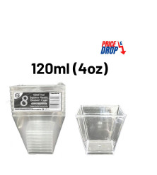 8pc Reusable 120ml (4Oz) Square Plastic Dessert Cups