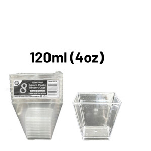 8pc Reusable 120ml (4Oz) Square Plastic Dessert Cups