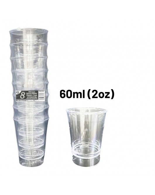 8pc Reusable 60ml (2Oz) Round Plastic Dessert Cups