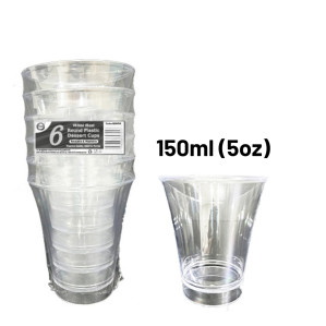 6pc Reusable 150ml (5Oz) Round Plastic Dessert Cups