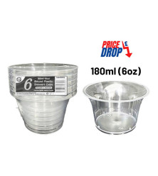 6pc Reusable 180ml (6Oz) Round Plastic Dessert Cups