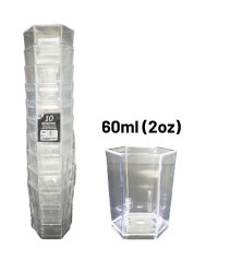 10pc Reusable 60ml (2Oz) Hexagon Plastic Dessert Cups