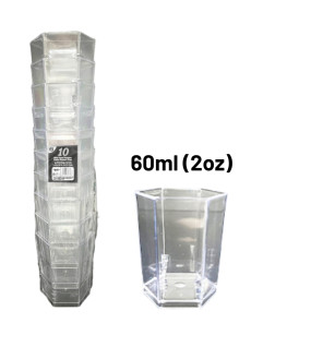 10pc Reusable 60ml (2Oz) Hexagon Plastic Dessert Cups 10pc Reusable 60ml (2Oz) Hexagon Plastic Dessert Cups