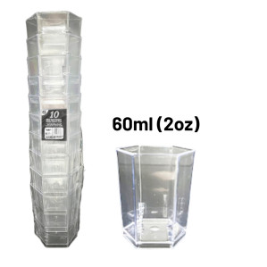 10pc Reusable 60ml (2Oz) Hexagon Plastic Dessert Cups 10pc Reusable 60ml (2Oz) Hexagon Plastic Dessert Cups