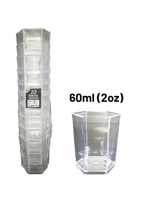 10pc Reusable 60ml (2Oz) Hexagon Plastic Dessert Cups