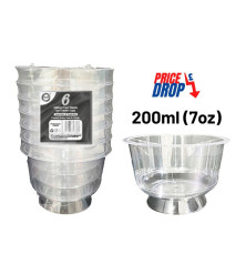 6pc Reusable 200ml (7Oz) Plastic Ice Cream Cups
