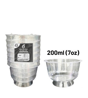 6pc Reusable 200ml (7Oz) Plastic Ice Cream Cups 6pc Reusable 200ml (7Oz) Plastic Ice Cream Cups