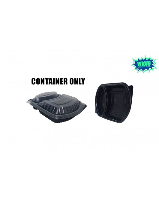 50pc Pp 2 Section Black Microwave Food Containers 22G