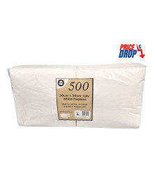 500pc 30cm x 30cm 1ply White Napkins