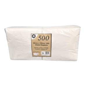 500pc 30cm x 30cm 1ply White Napkins