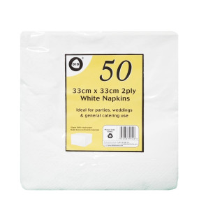 50pc 33cm x 33cm 2ply White Napkins 50pc 33cm x 33cm 2ply White Napkins