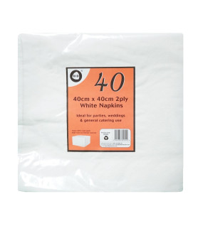 40pc 40cm x 40cm 2ply White Napkins 40pc 40cm x 40cm 2ply White Napkins