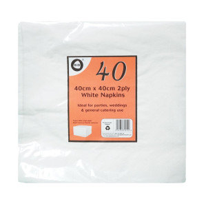 40pc 40cm x 40cm 2ply White Napkins