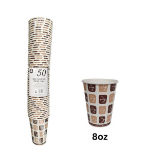 50pc 8oz Hot/Cold Paper Cups  50pc 8oz Hot/Cold Paper Cups