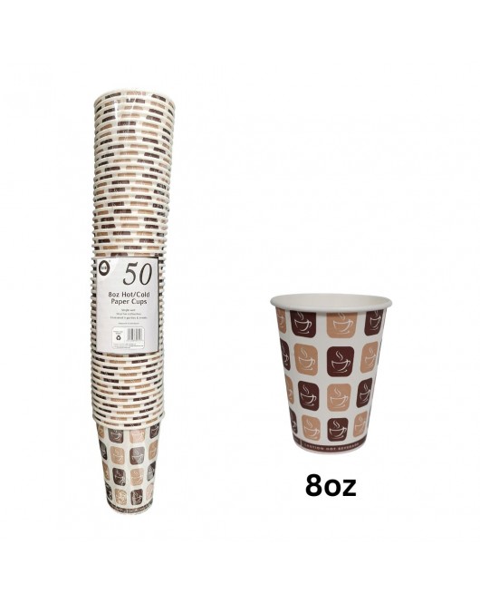 50pc 8oz Hot/Cold Paper Cups 