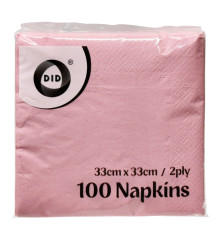 100pc 33cm x 33cm 2ply Pink Napkins