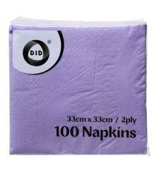 100pc 33cm x 33cm 2ply Lilac Napkins