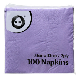 100pc 33cm x 33cm 2ply Lilac Napkins