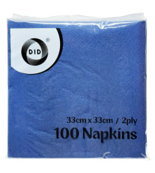 100pc 33cm x 33cm 2ply Navy Blue Napkins