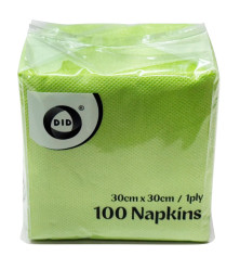 100pc 30cm x 30cm 1ply Lime Napkins