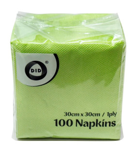 100pc 30cm x 30cm 1ply Lime Napkins 100pc 30cm x 30cm 1ply Lime Napkins