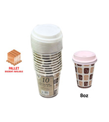 10pc 8oz Hot/Cold Paper Cups & Lids 