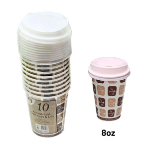10pc 8oz Hot/Cold Paper Cups & Lids  10pc 8oz Hot/Cold Paper Cups & Lids