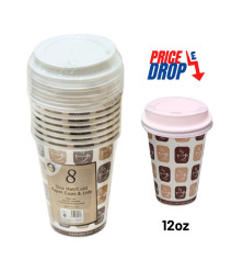 8pc 12oz Hot/Cold Paper Cups & Lids 