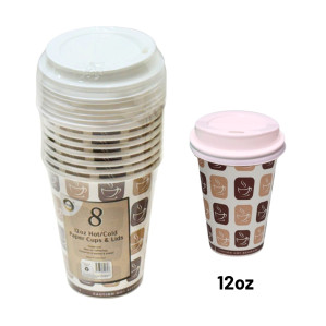 8pc 12oz Hot/Cold Paper Cups & Lids  8pc 12oz Hot/Cold Paper Cups & Lids