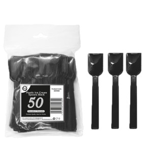 50pc Reusable Black Ice Cream Spoons 50pc Reusable Black Ice Cream Spoons