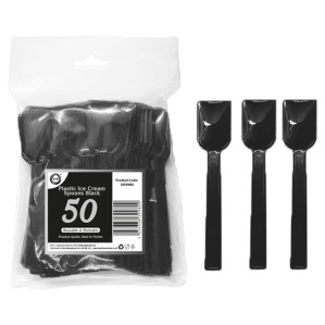 50pc Reusable Black Ice Cream Spoons 50pc Reusable Black Ice Cream Spoons