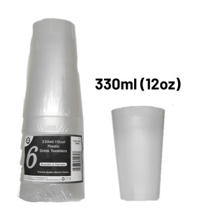 6pc Reusable 330ml (12Oz) Drink Tumblers 6pc Reusable 330ml (12Oz) Drink Tumblers