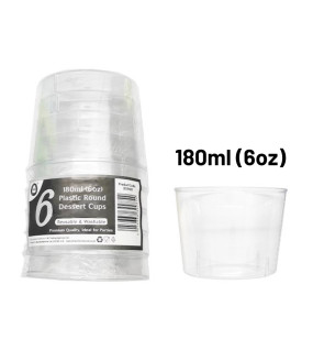 6pc Reusable 180ml (6Oz) Round Dessert Cups 6pc Reusable 180ml (6Oz) Round Dessert Cups