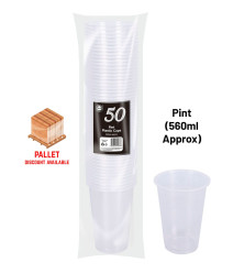 50pc Pint Plastic Cups