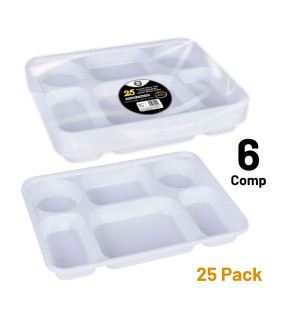 25pc Deluxe Heavy-Duty 6 Compartment Plastic Dinner Plates 25pc Deluxe Heavy-Duty 6 Compartment Plastic Dinner Plates