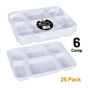 25pc Deluxe Heavy-Duty 6 Compartment Plastic Dinner Plates 25pc Deluxe Heavy-Duty 6 Compartment Plastic Dinner Plates