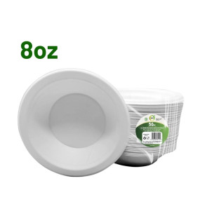 50pc 8oz Biodegradable Bagasse Bowls 50pc 8oz Biodegradable Bagasse Bowls