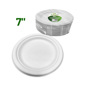 50pc 7" Biodegradable Bagasse Plates 50pc 7" Biodegradable Bagasse Plates