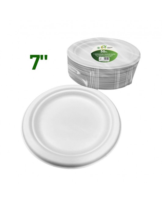 50pc 7" Biodegradable Bagasse Plates